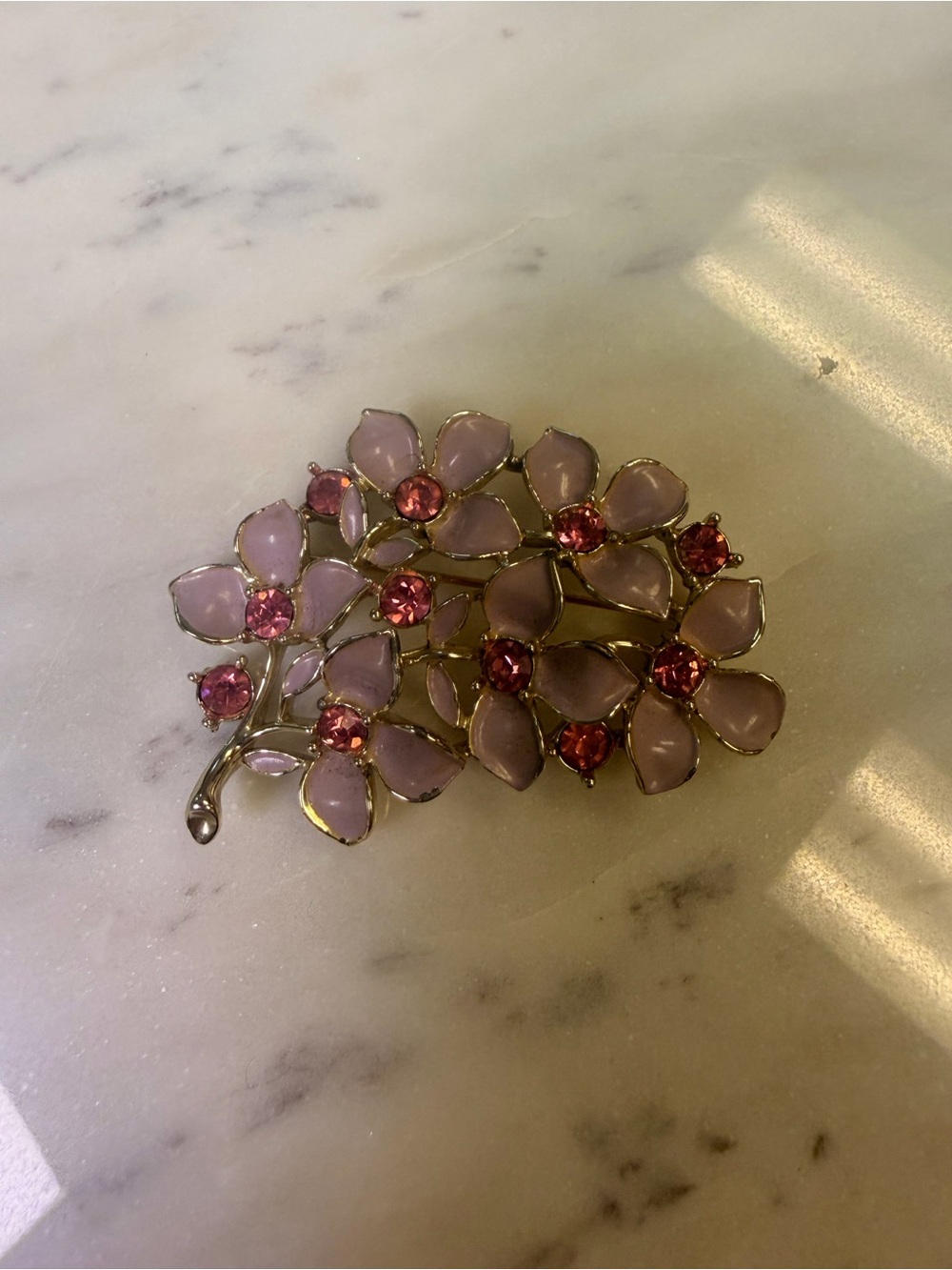 Pink Floral Crystal Brooch - Elegant Women’s Jewelry - Picture 2 of 5